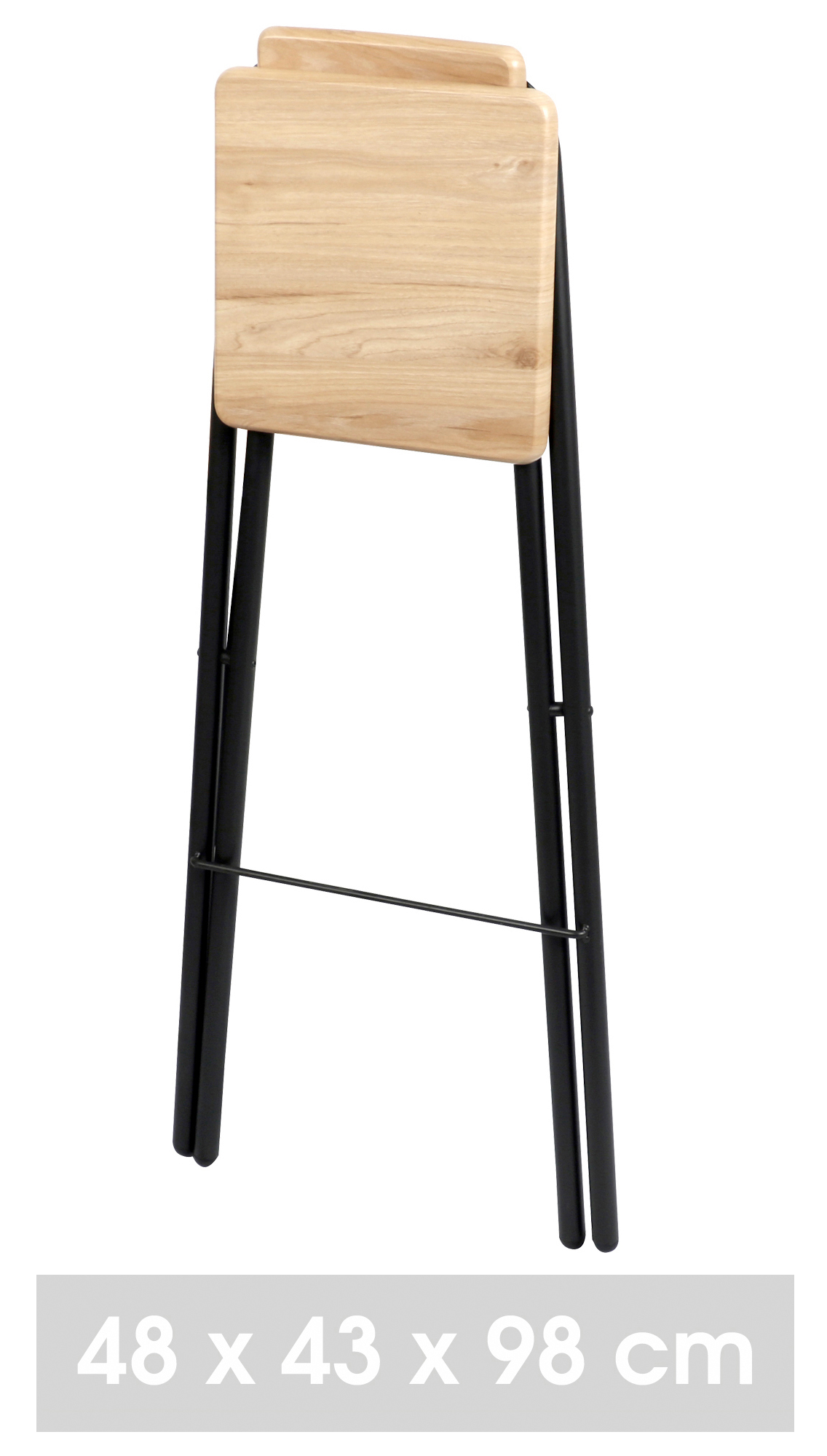 Tabouret de bar pliant avec dossier - Bois effet chêne et noir - L 48 x P 43 x H 98 cm - 6