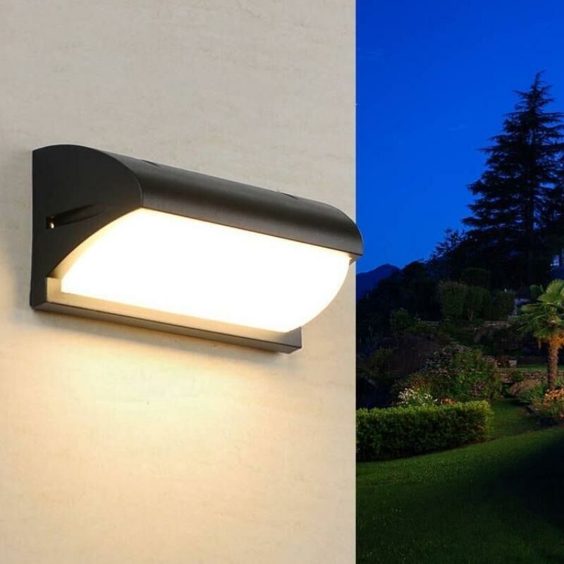 Wodoodporna lampa ścienna LED, idealna na zewnątrz i do sypialni, 18 W, ciepłe światło, czarna