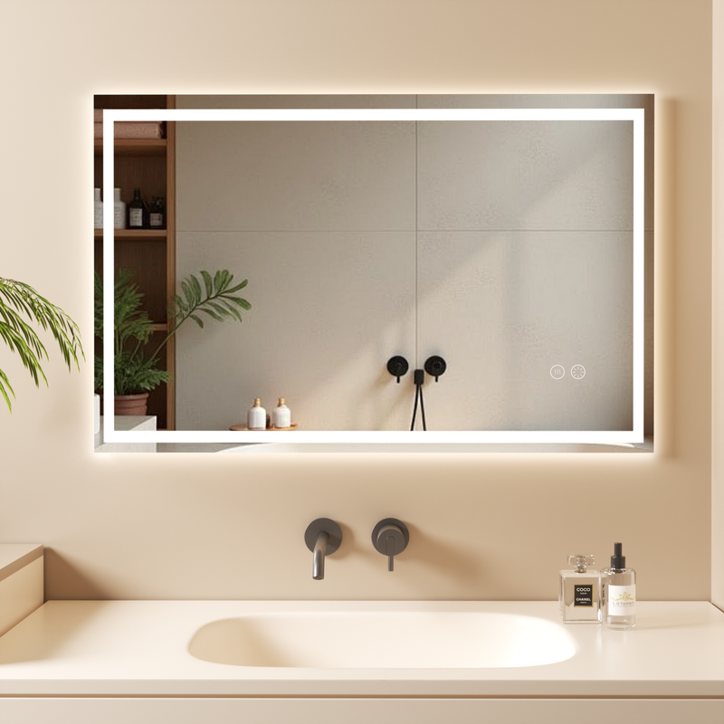 CSXSXAUO Specchio da Bagno Moderno a LED con luci antiappannamento dimmerabili e Design