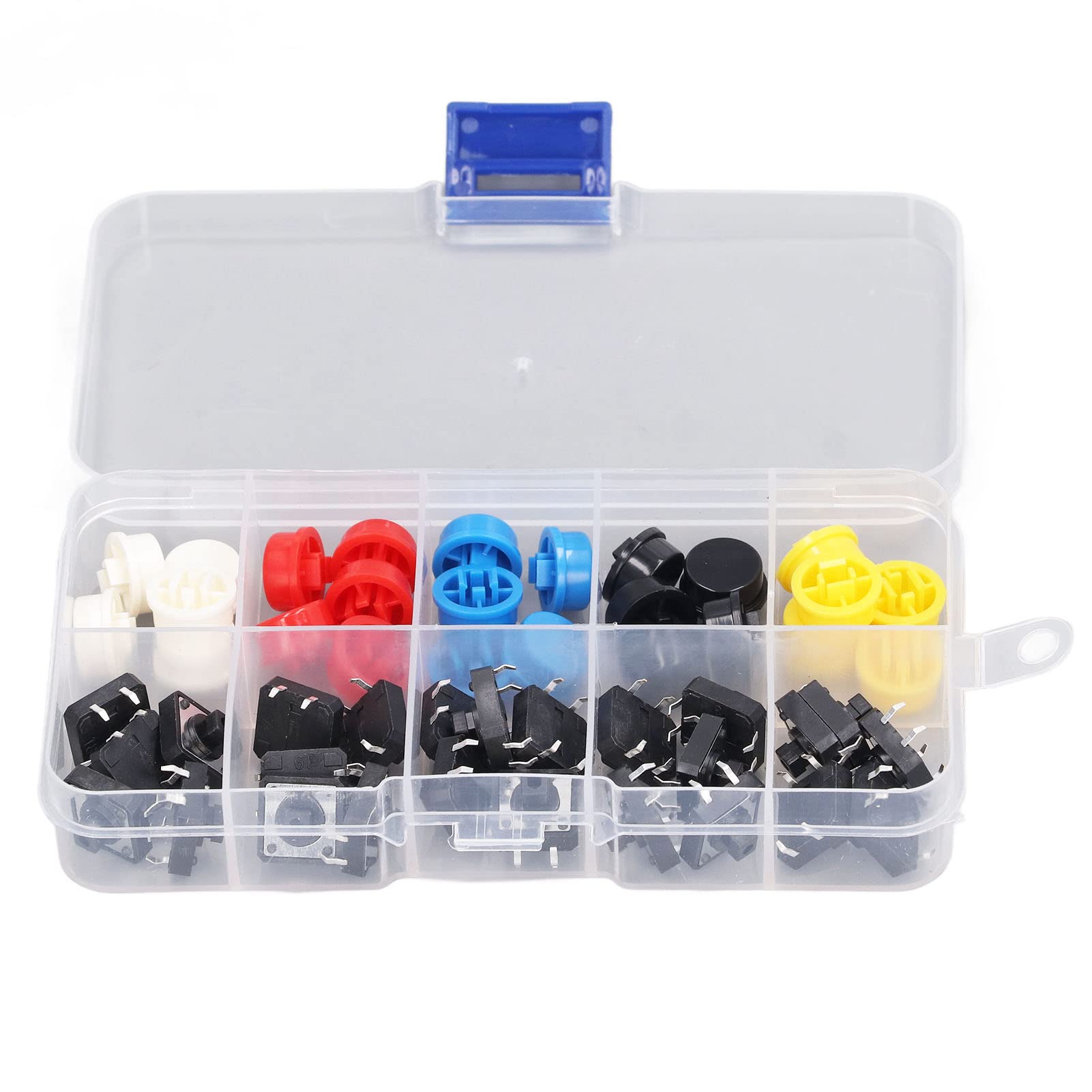 Create idea 100 Lot Interrupteurs Tactiles Momentanés SMT SMD PCB à 4 Broches avec Bouton Tactile Et Interrupteurs à Bouton Tactile à Capuchon Noir 6 X 6 X 4,3/5/6/7/8mm