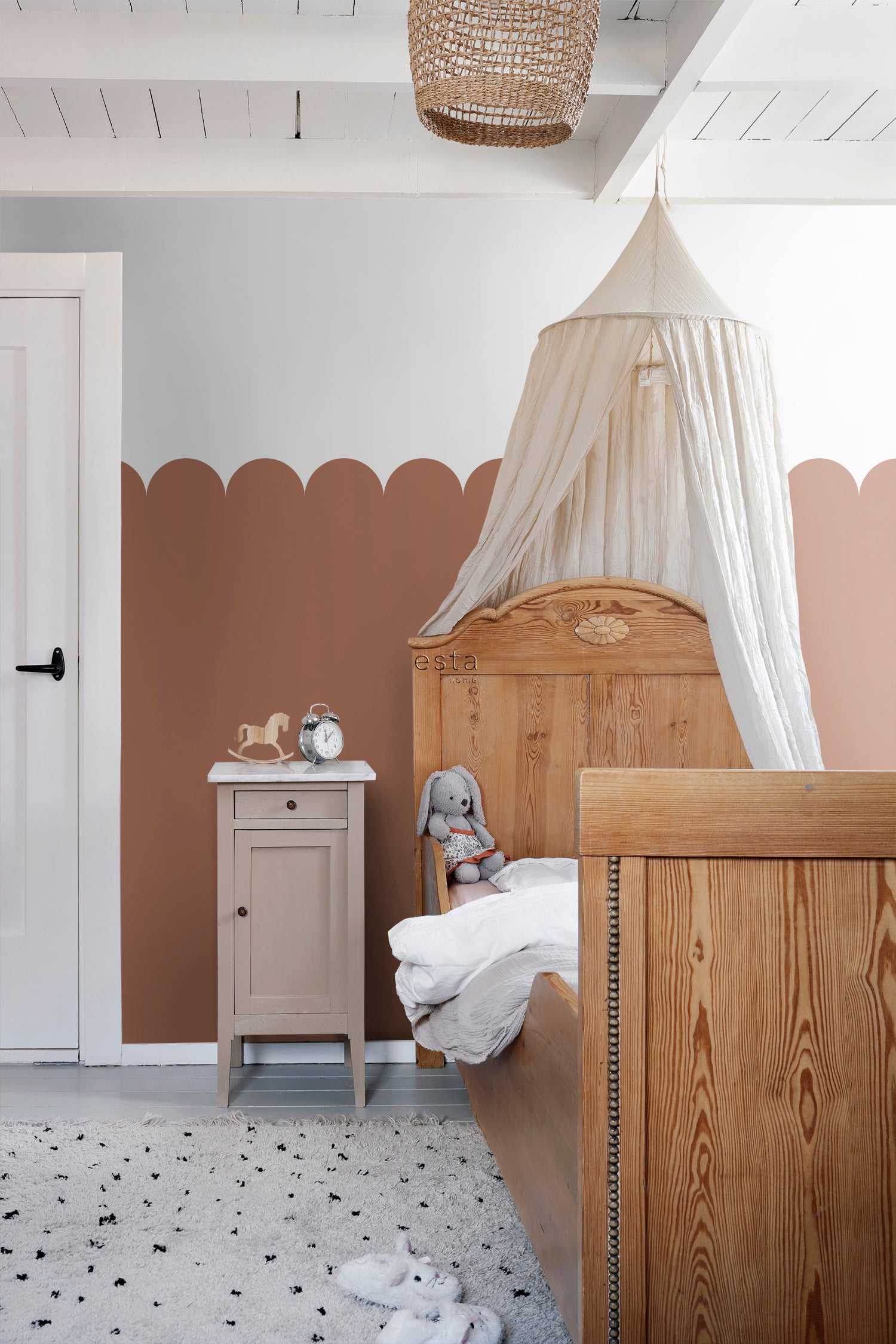 Papier peint panoramique lambris terracotta - 100 x 279 cm - ESTAhome - 4