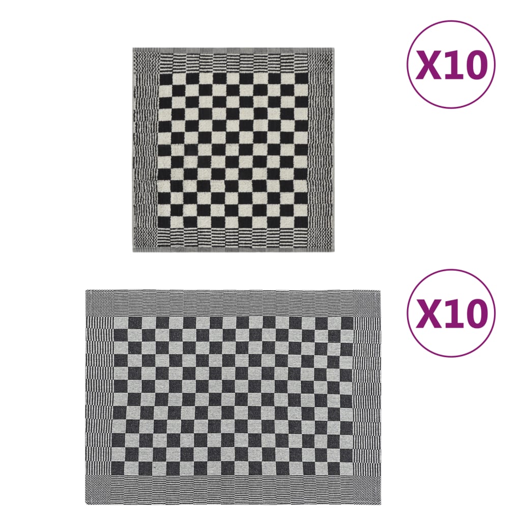 Zestaw 20 ręczników, czarno-biały, bawełna vidaXL