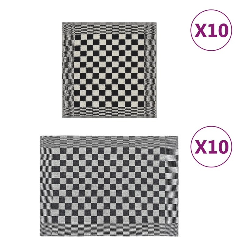 Zestaw 20 ręczników, czarno-biały, bawełna vidaXL