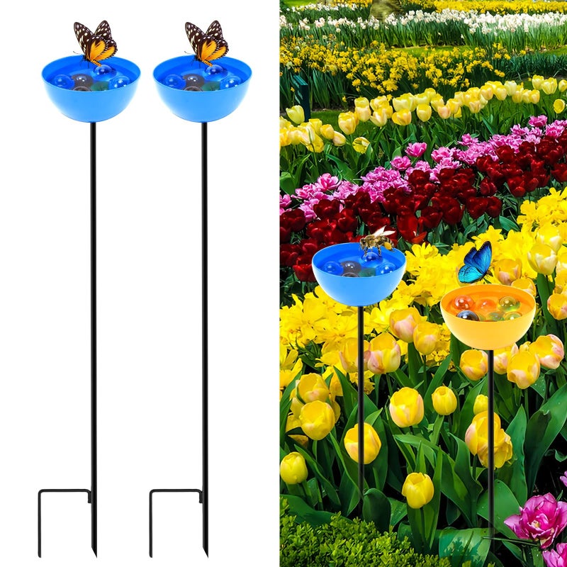 Kolorowe karmniki dla ptaków, dekoracja zewnętrzna do ogrodu, półkole niebieskie, 65x8cm, 2 sztuki