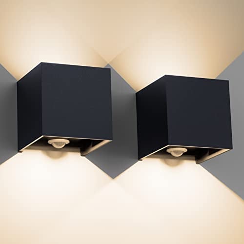 Lampa zewnętrzna 12 W z czujnikiem ruchu, 2 lampy zewnętrzne z czujnikiem ruchu, regulowany strumień światła, IP65, 3000 K