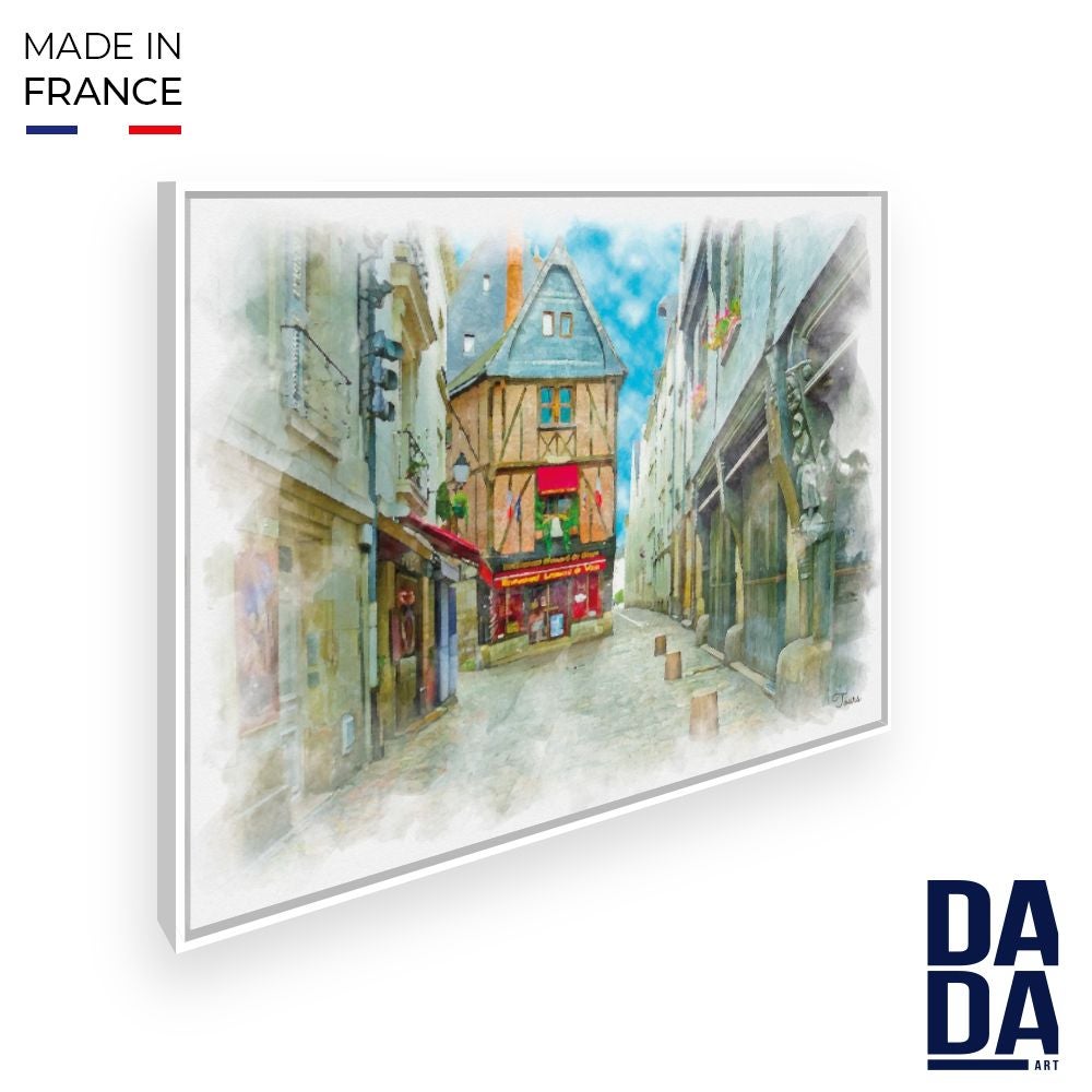 Tableau Rue pittoresque de Tours / 45x60cm / Cadre Blanc / Fabriqué en ...