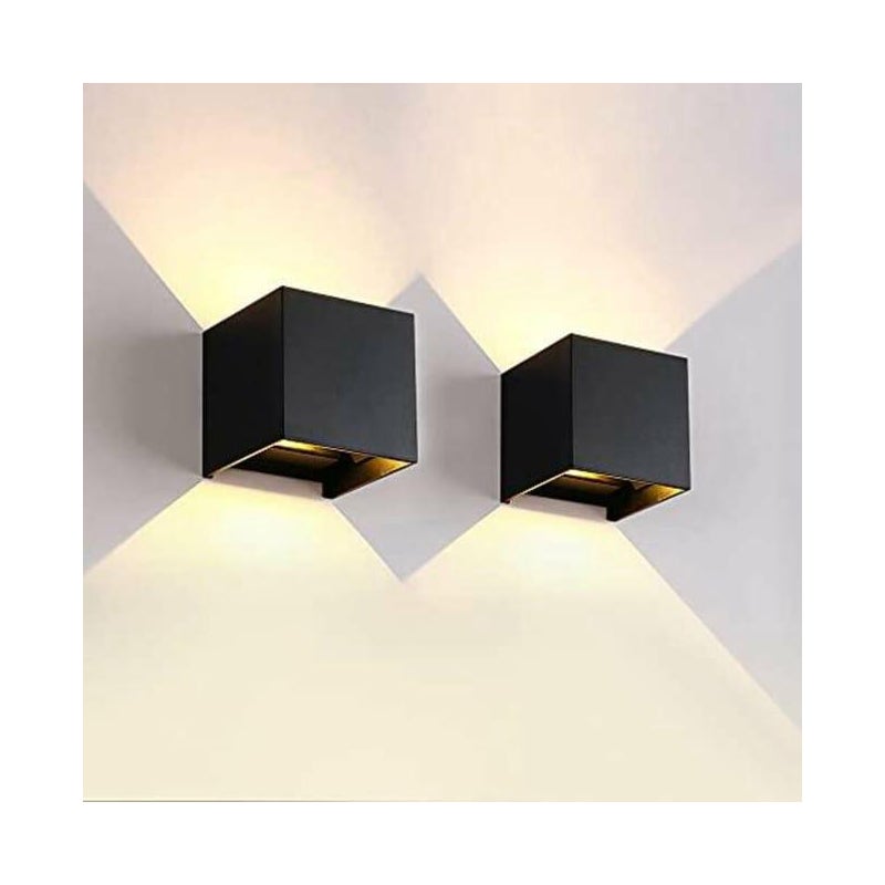 Zestaw kinkietów LED nowoczesny kinkiet wewnętrzny ciepłe białe światło kwadratowy kinkiet w kolorze czarnym do sypialni salonu ogrodu