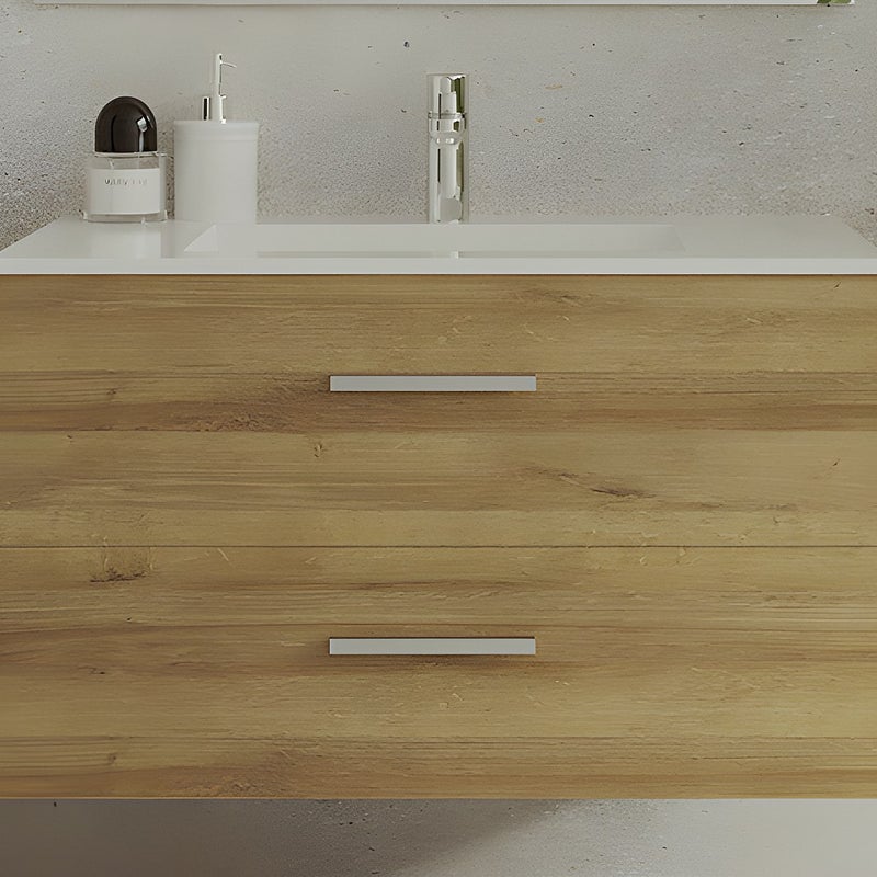 Szafka łazienkowa wisząca z umywalką - Naturalny jasny - 80 cm - KAYLA