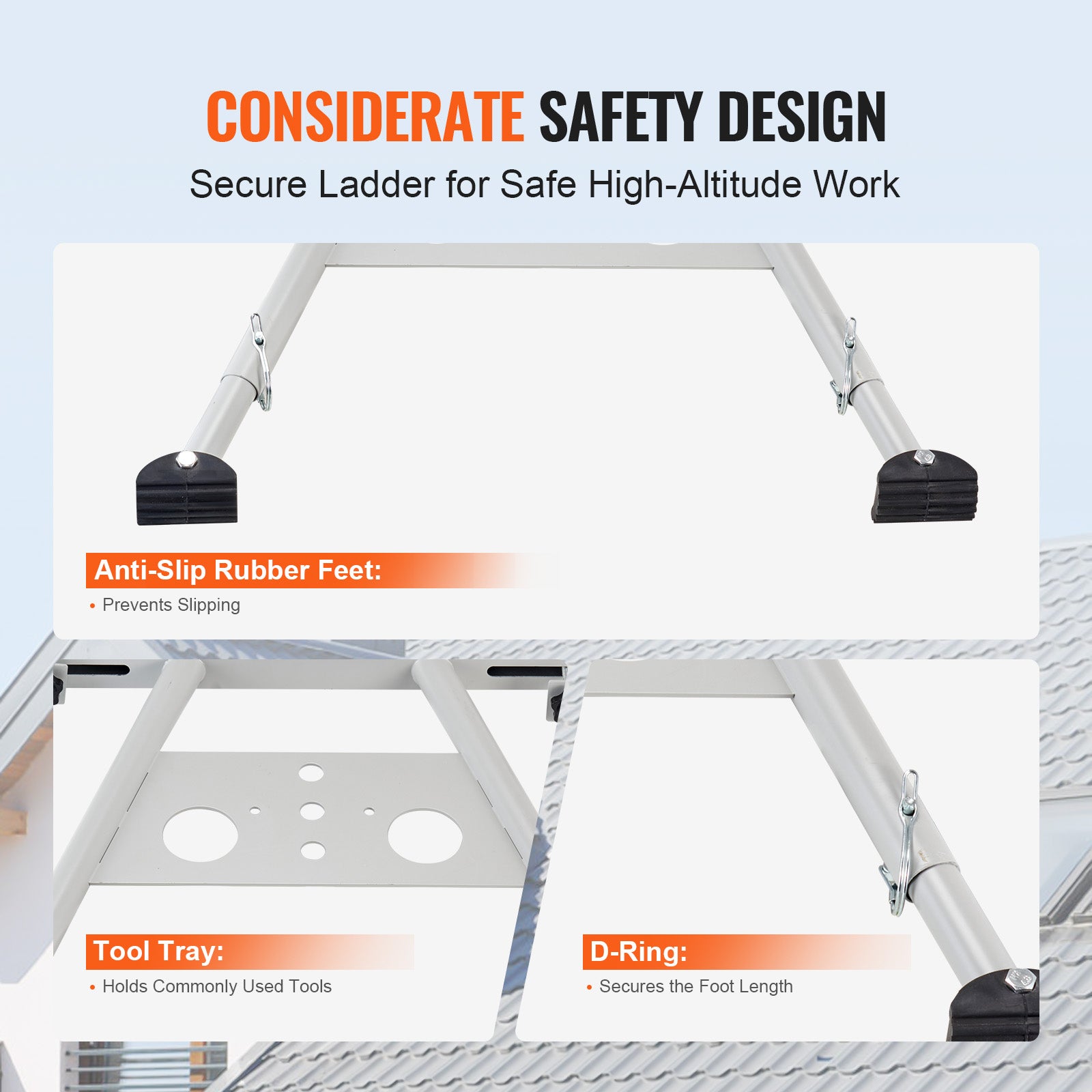 Stabilisateur d'échelle,SucceBuy pieds réglables,support d'échelle extensible,accessoires d'échelle murale robustes pour gouttière toit,convivial - 5
