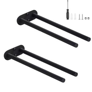 Porta-asciugamani da parete con 2 ganci, porta asciugamani in alluminio per bagno e cucina, nero + oro, 2 strati, 40 cm | Leroy Merlin