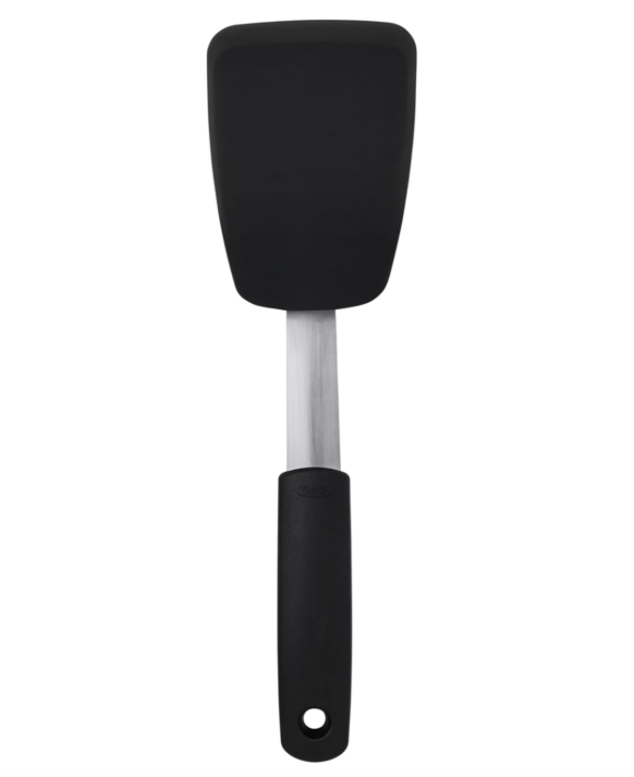 Elastyczna silikonowa szpatułka - Nieprzywierająca szpatułka kuchenna z silikonu odpornego na ciepło - Silikon, Stal nierdzewna, Czarny, 30 cm