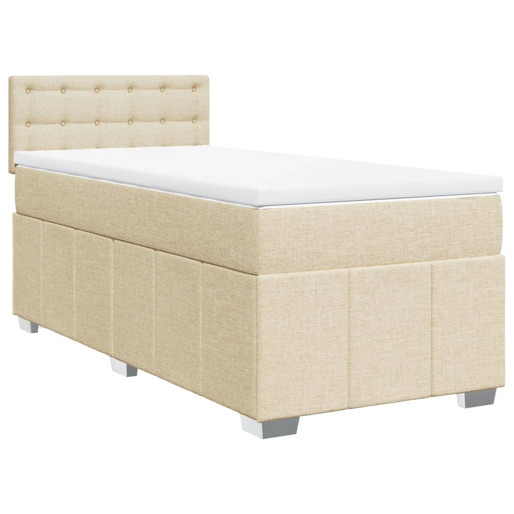 Sommier à lattes de lit avec matelas crème 120x190 cm tissu Sommier à lattes de lit avec matelas crème 120x190 cm tissu
