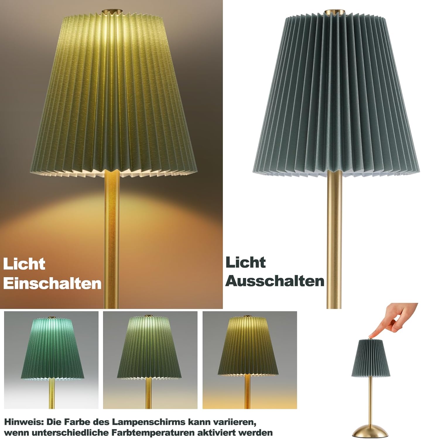 ZMH Zestaw 2 bezprzewodowych lamp stołowych LED z dotykowym ściemniaczem i 3 temperaturami barwowymi - 8
