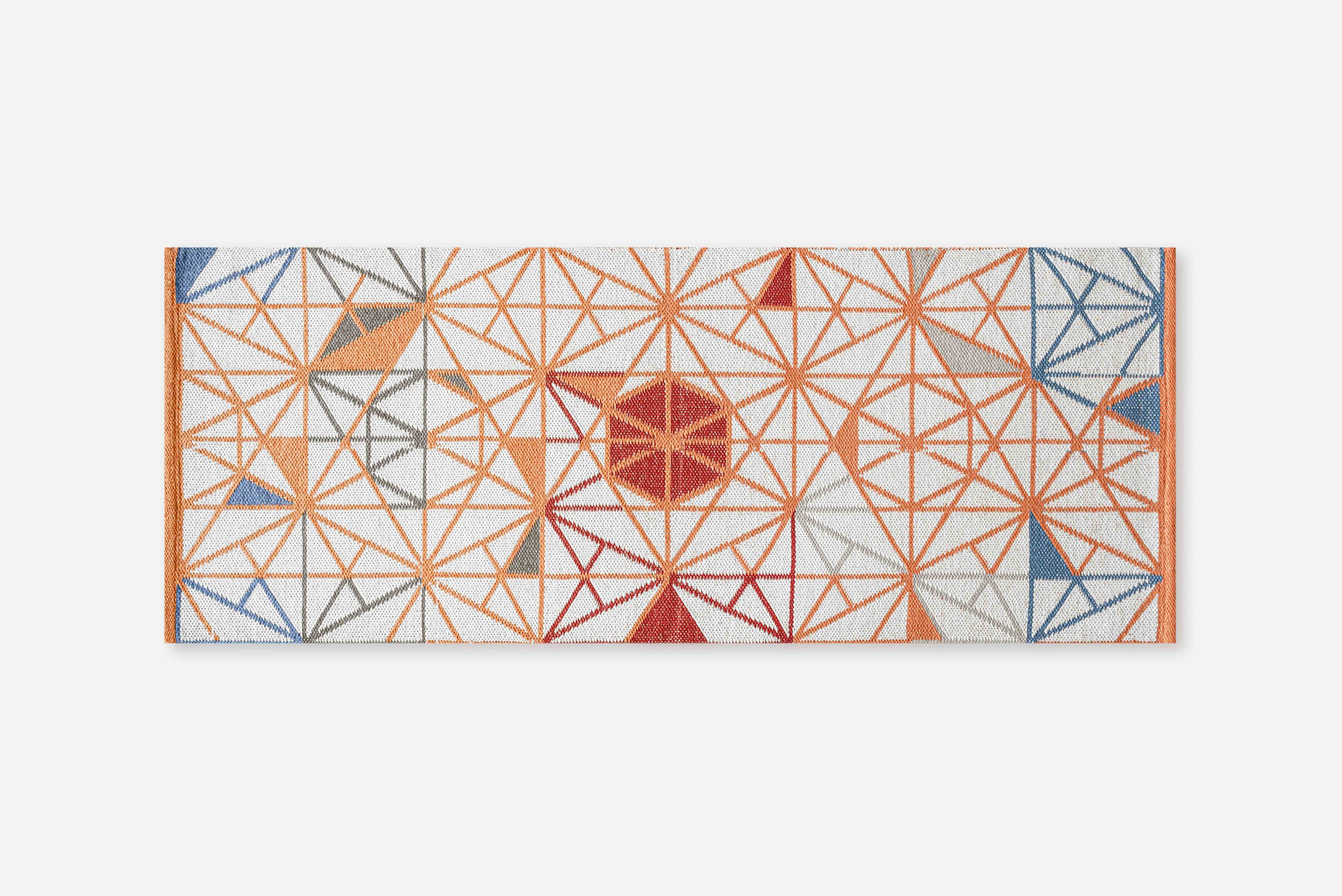 TAPIS DE COULEUR PVC INTÉRIEUR ET EXTÉRIEUR KALÉIDOSCOPE ORANGE, BLEU
