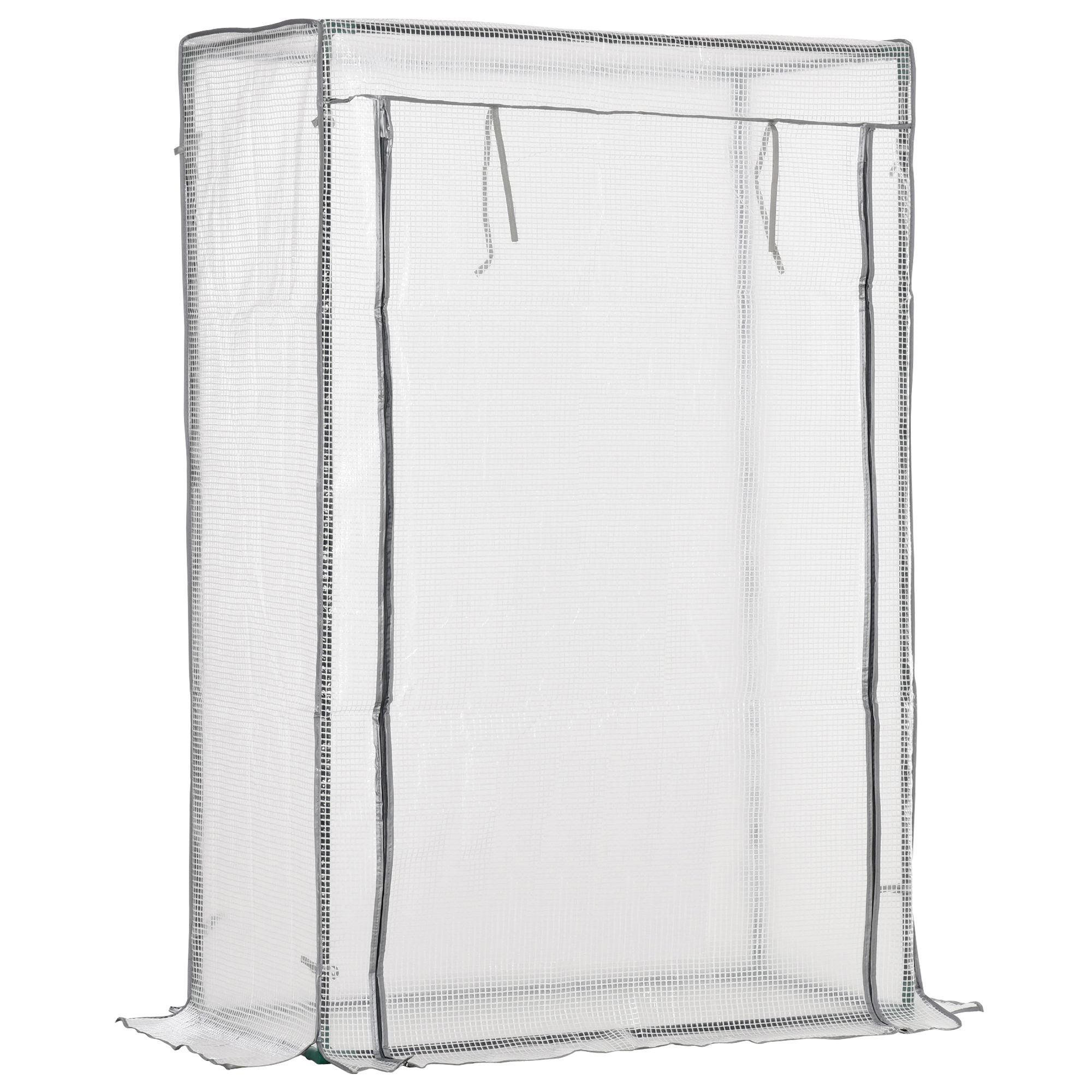 Serre à tomates 100 x 100 x 200 cm avec porte enroulable, mini-serre avec bâche en PE, serre d'extérieur pour jardin, balcon, cour, blanche - 6