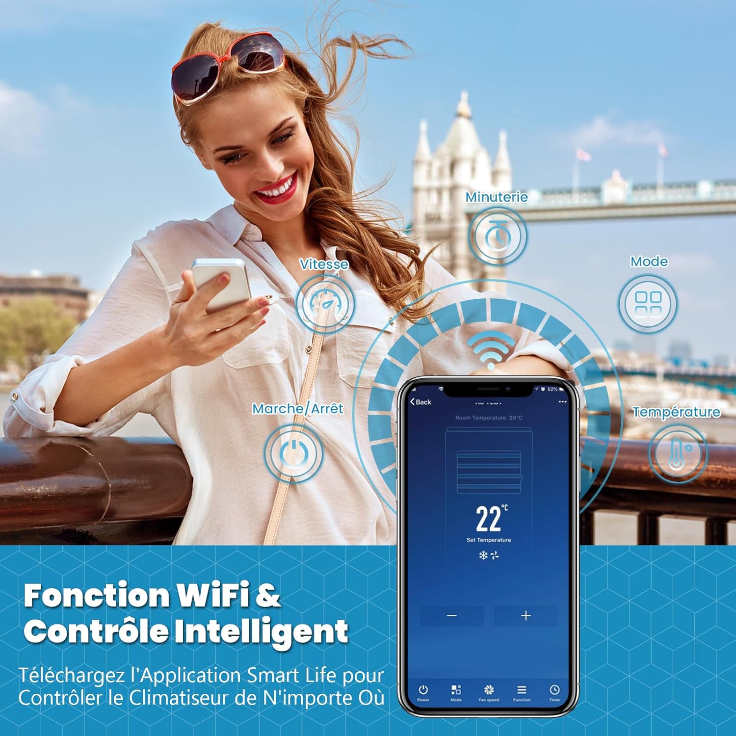 Ar condicionado portátil de 9000 BTU com exaustor, ventilador e desumidificador 4 em 1, frigorífico e aquecedor - 4