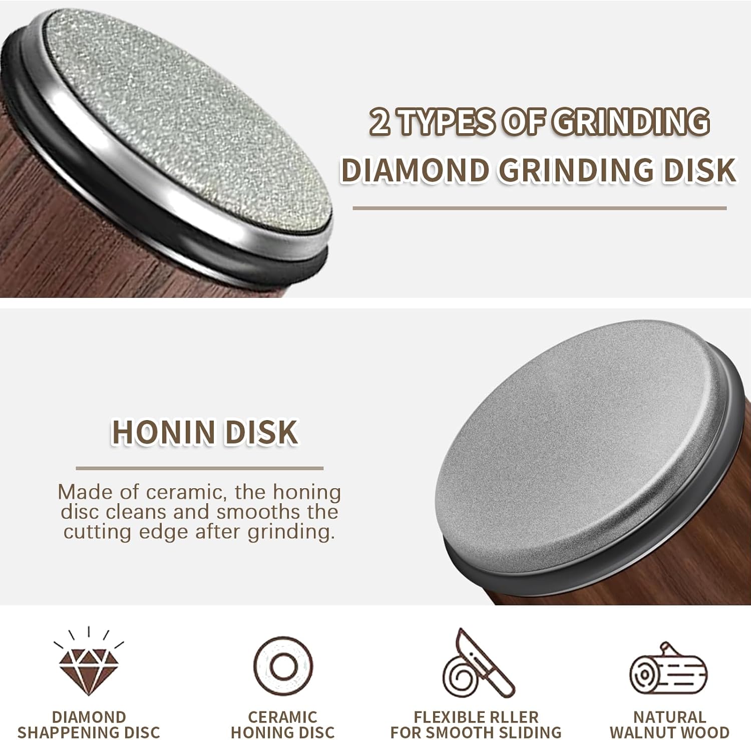 Affûteur de couteaux à rouleaux, avec affûteur à diamant industriel de 15 et 20 degrés, système d'affûtage à rouleaux (marron) - 1 pièce - 4