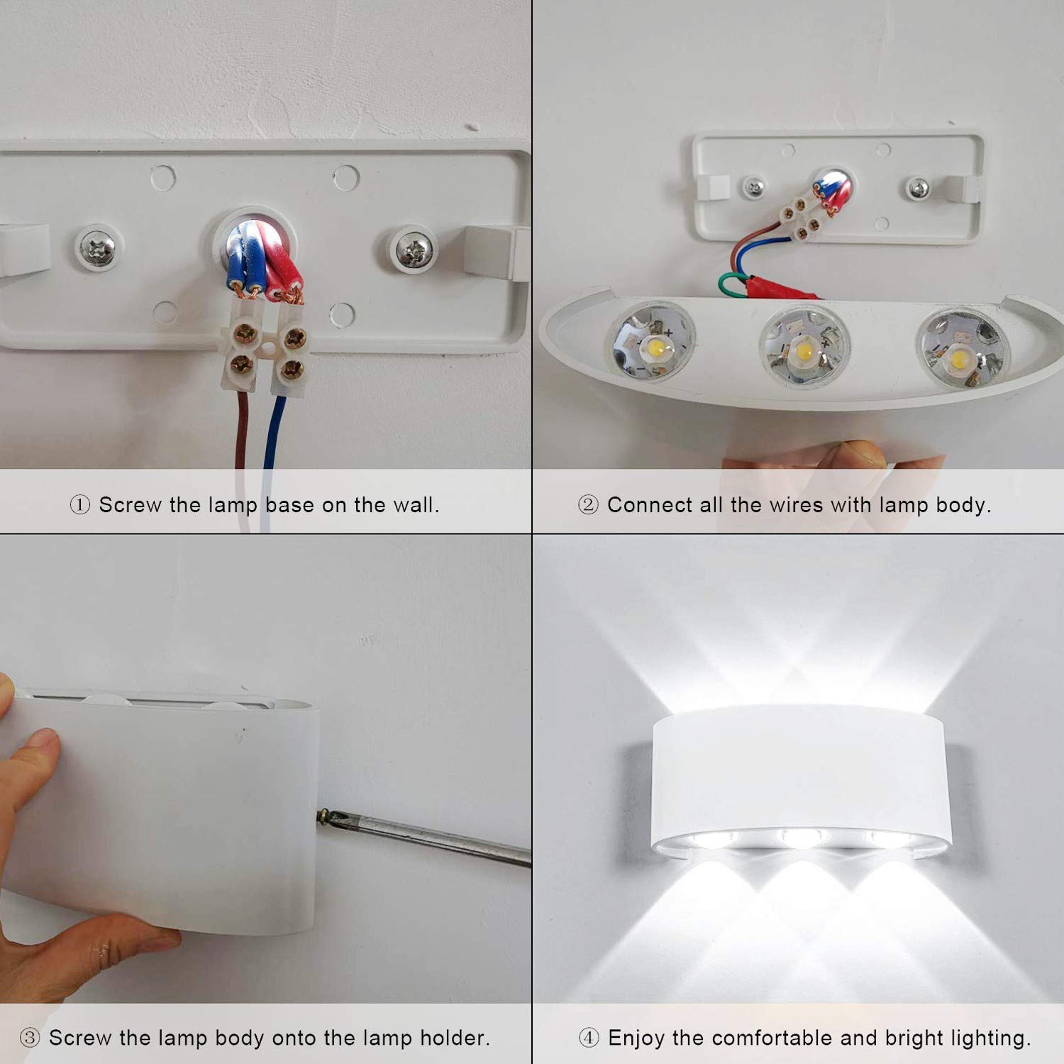 Candeeiro de parede LED interior 6 W, candeeiro de parede nórdico moderno, luz branca para sala de estar, quarto, escada, corredor - 4