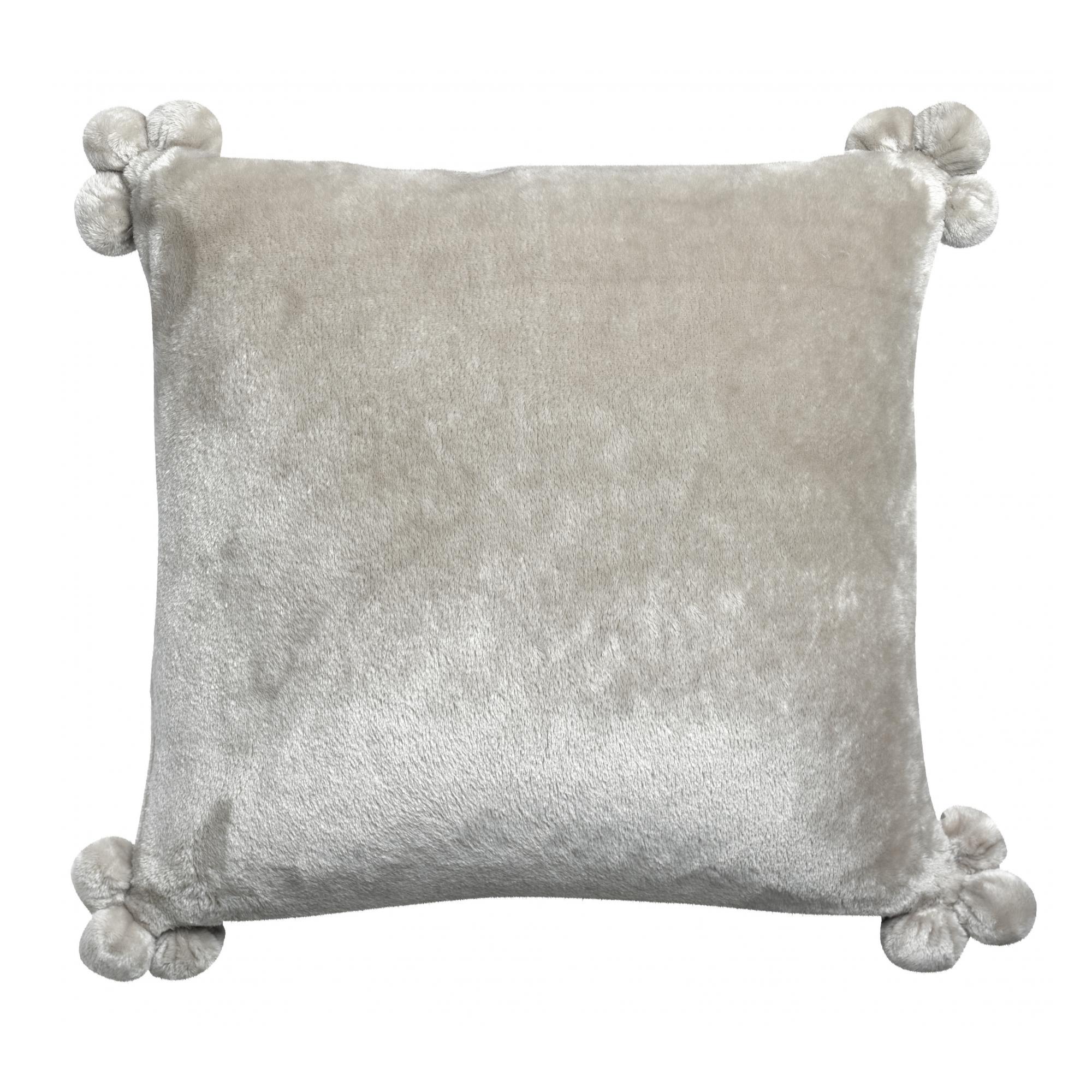 Cojín tender pompons perla 45 x 45 cm perla 45 x 45 cm vivaraise