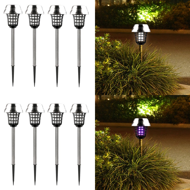 Zestaw 8 fioletowych lamp solarnych do użytku zewnętrznego, idealne do ogrodu, odstraszacz na komary i pułapki na owady, 39 x 9,5 cm