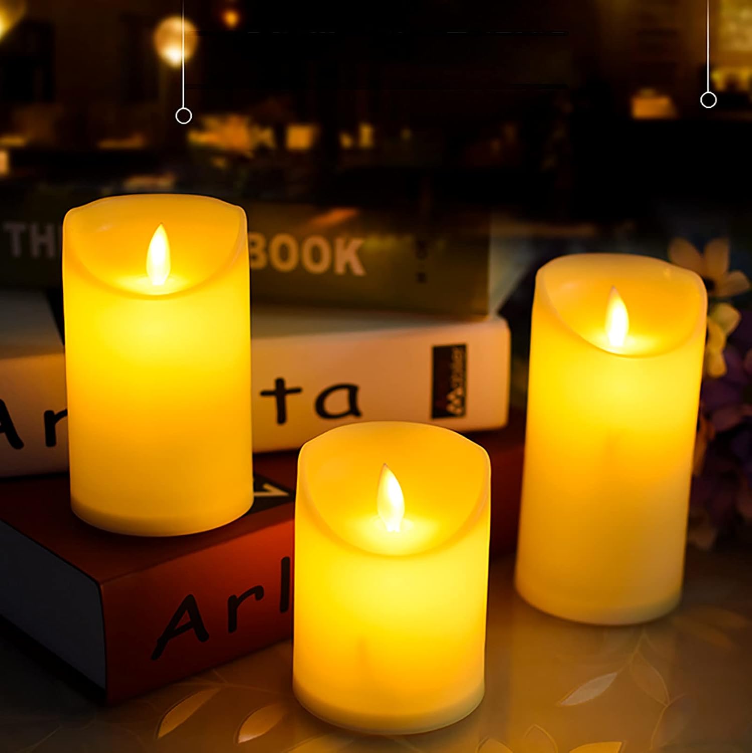 Świece LED, realistyczne migające płomienie, zestaw 3 sztuk (10 cm, 12,5 cm, 15 cm) - 2