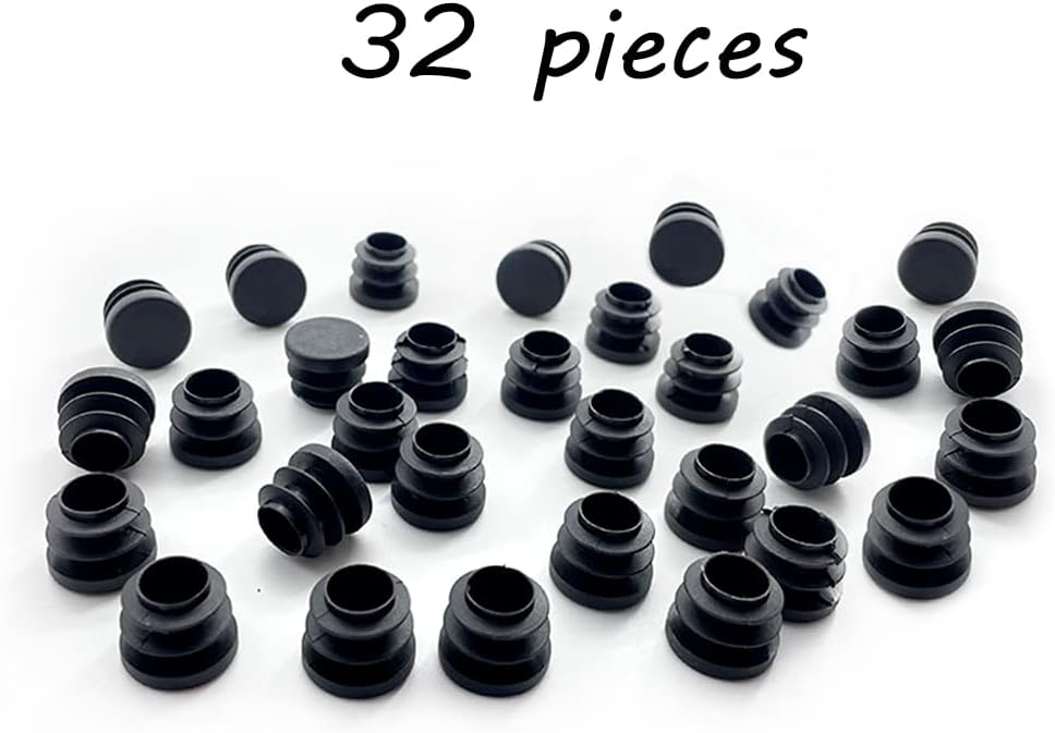 Zaślepki na nogi krzeseł 16 mm, opakowanie 32 szt., okrągłe plastikowe zaślepki na nogi krzeseł, zaślepki do rur krzeseł, zaślepki na nogi krzeseł - 2