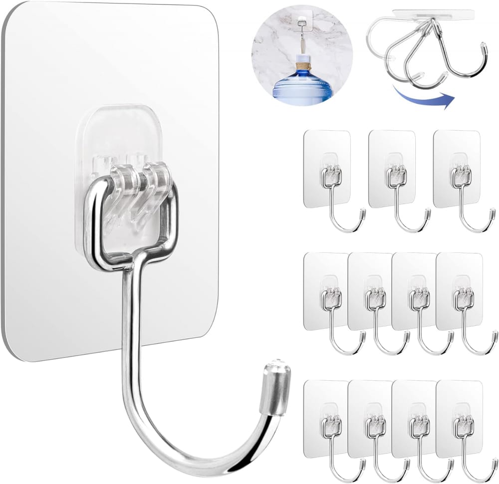 12 ganchos adhesivos transparentes de 44 libras 20 kg max. ganchos de pared autoadhesivos resistentes al agua y al aceite utensilios de cocina Leroy Merlin