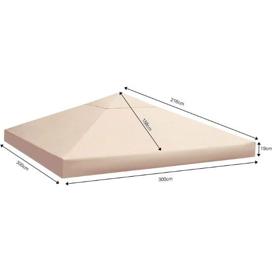 Tetto Di Ricambio Per Gazebo Greemotion 3x3 Metri – Copertura In Poliestere 180 Gr/m², Colore Beige, Protezione UV 50+