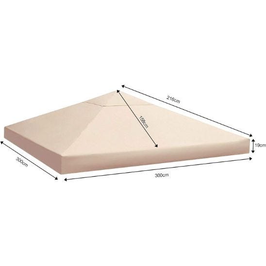 Tetto Di Ricambio Per Gazebo Greemotion 3x3 Metri – Copertura In Poliestere 180 Gr/m², Colore Beige, Protezione UV 50+