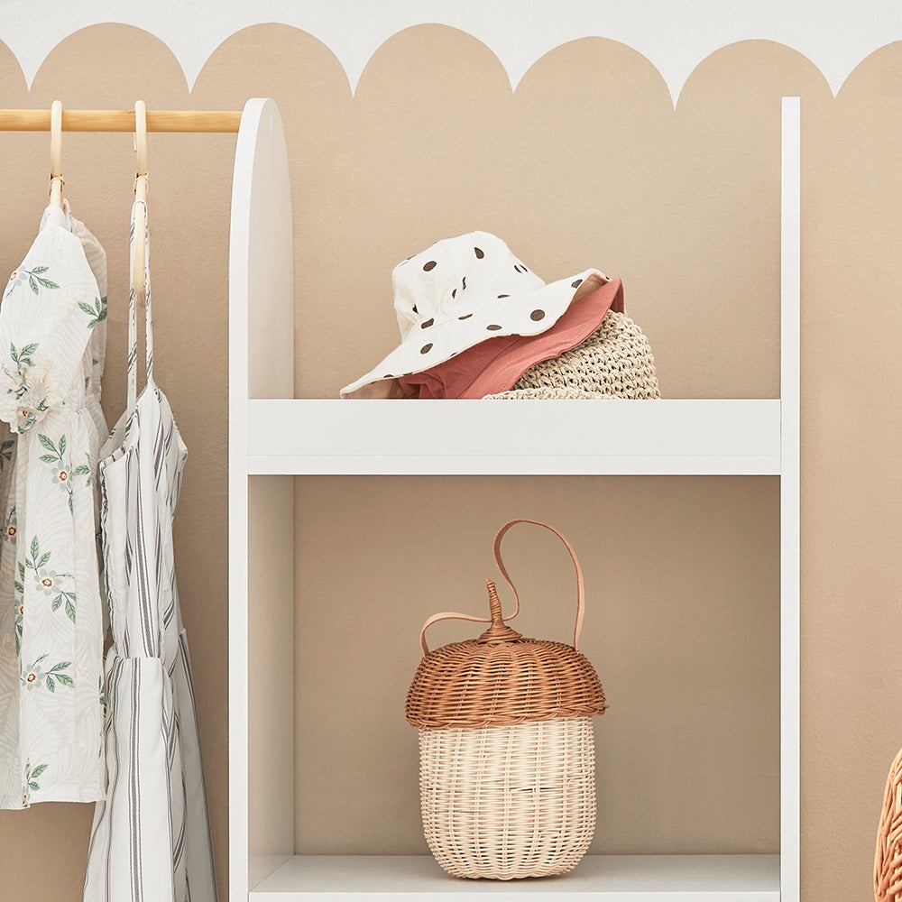 SoBuy Penderie pour Enfants, Garde-robe Enfants, Porte-Manteau avec 3 étagères, 1 panier et 3 crochets, Blanc, KMB40-W - 4