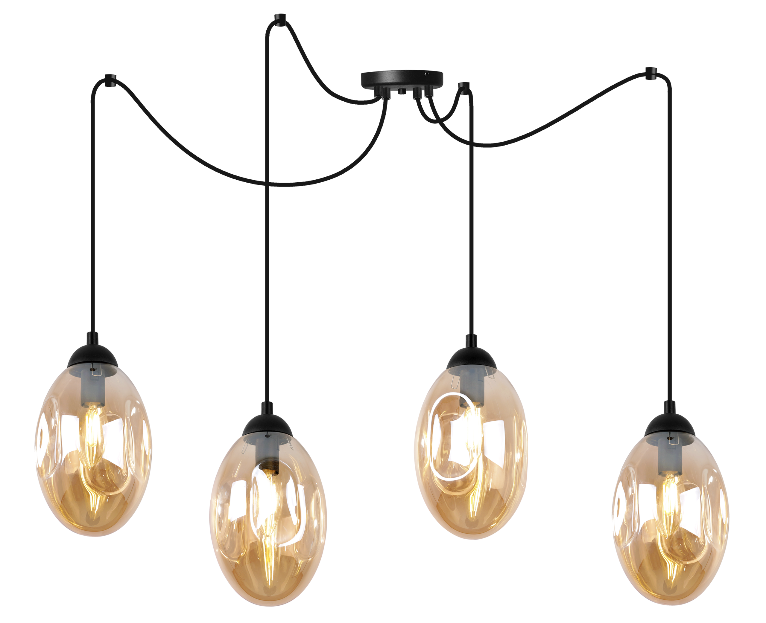 Lampa sufitowa wisząca Vigo Spider modern 4xE14 abażur owalny miodowy Light Home LH