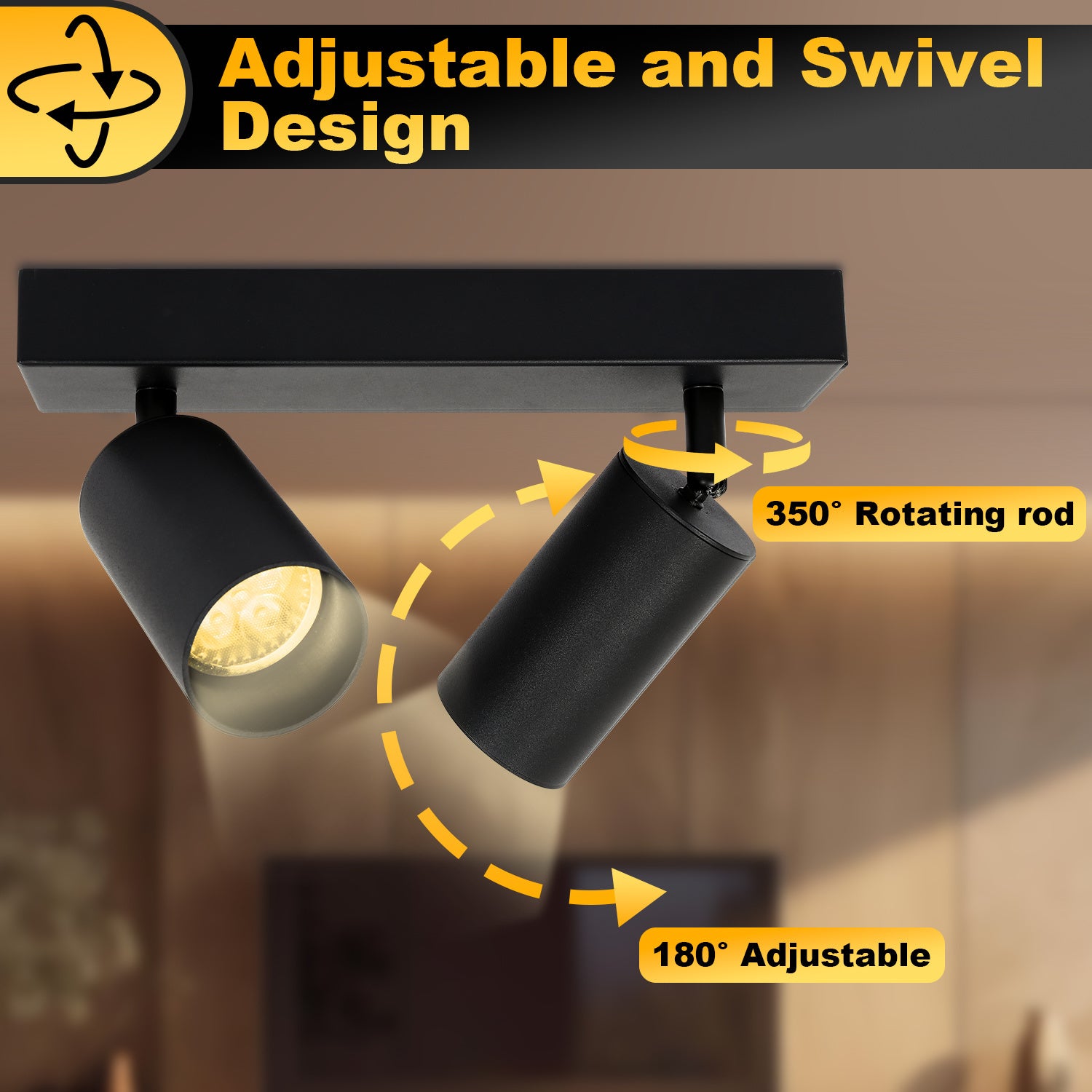 2 Spots de Plafond Orientables - Double Tube Réglable - Éclairage d'Ambiance pour Salon et Chambre - 5