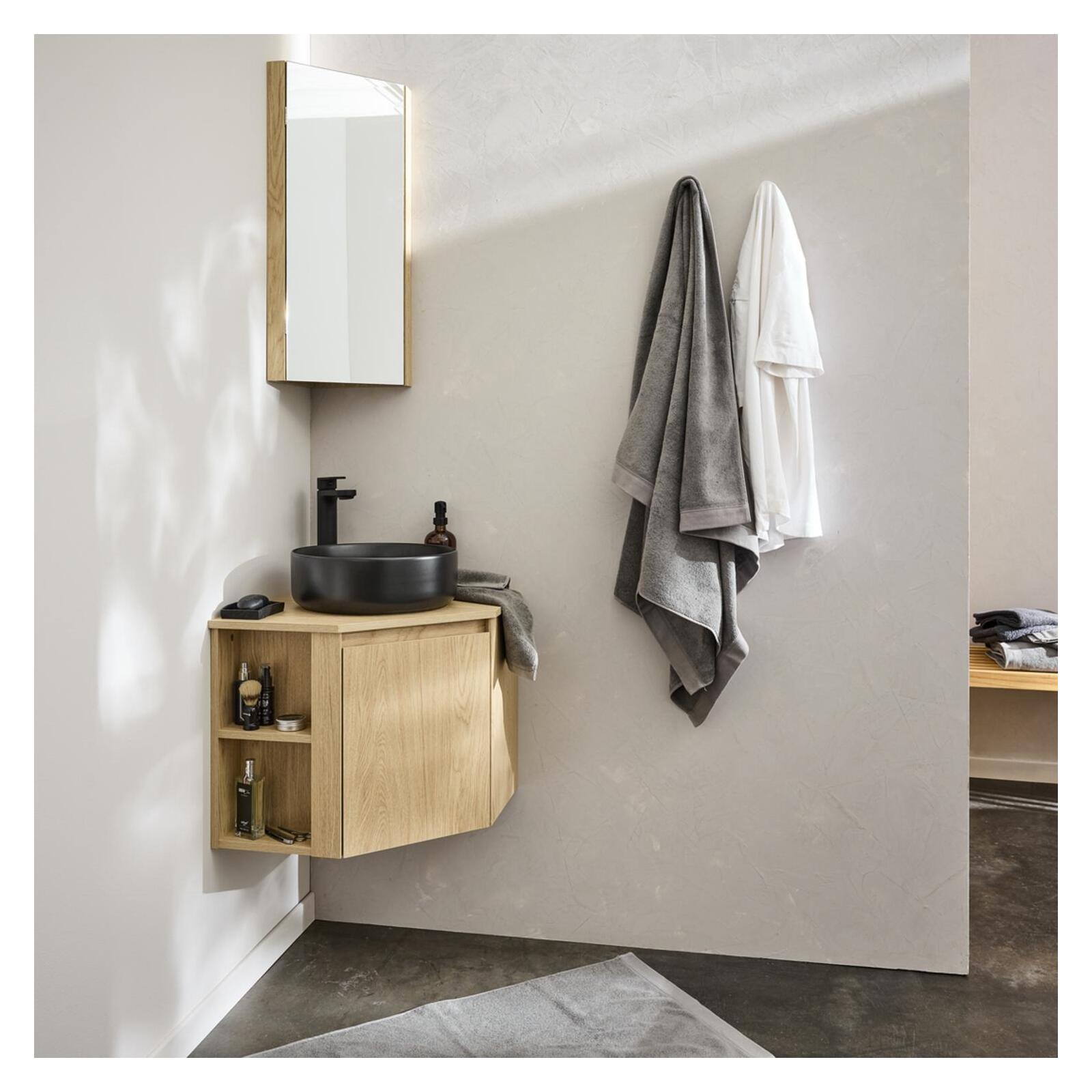 Ensemble meuble sous vasque d'angle SORRENTO + vasque noire + robinet - 6