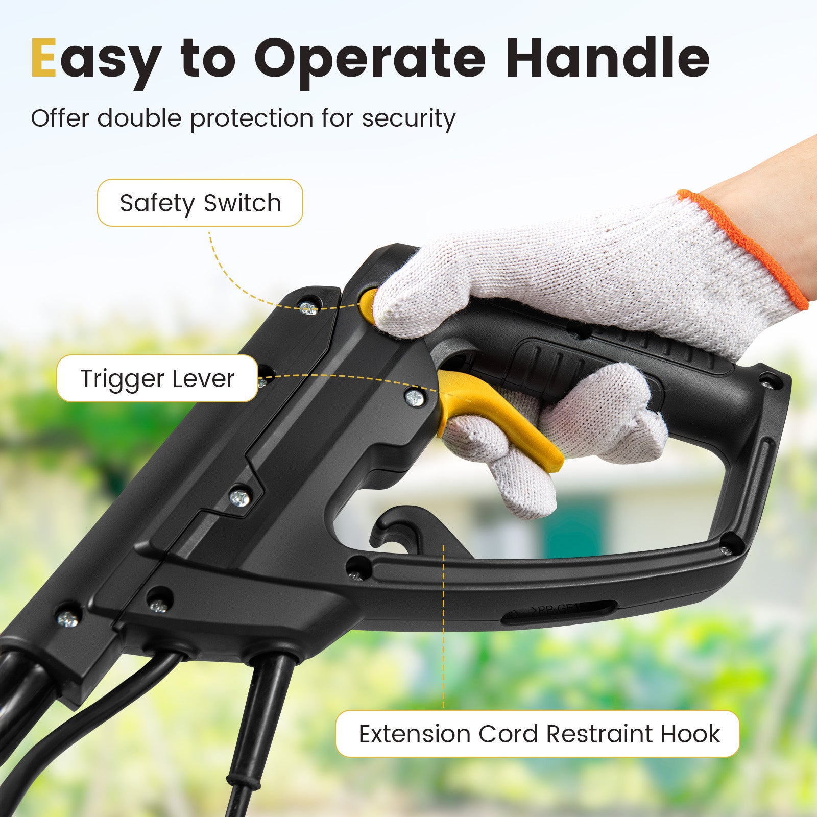 Motozappa Elettrica a Filo, Zappatrice da Giardino con Manico Ergonomico e Motore Forte, Motocoltivatore Pieghevole per Scavare Terreno del Prato (32, - 8