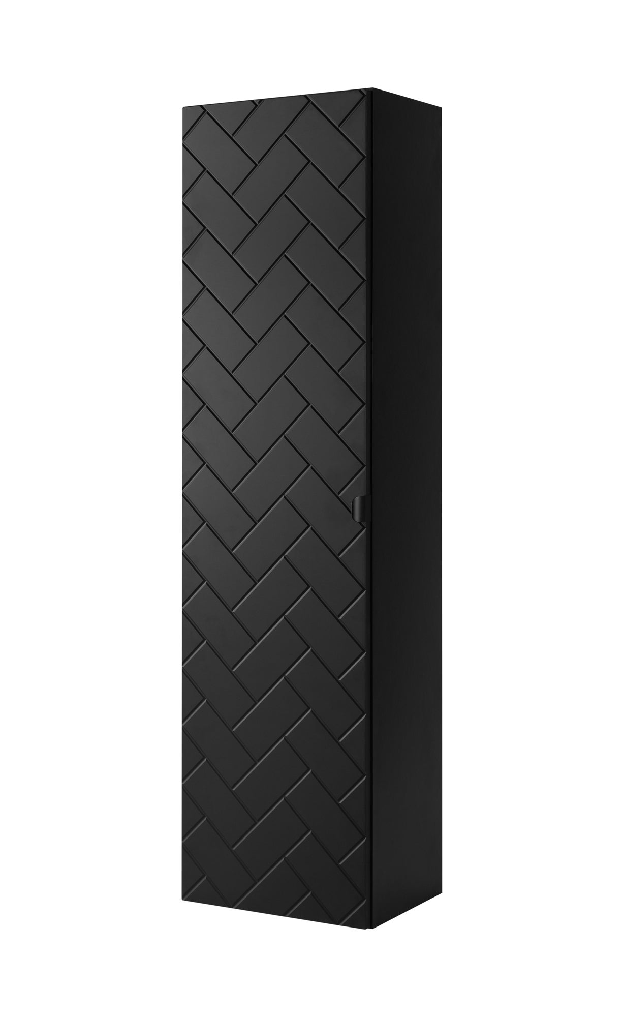 Szafka łazienkowa, matowa czerń, 35 x 136 x 27 cm, czarne uchwyty