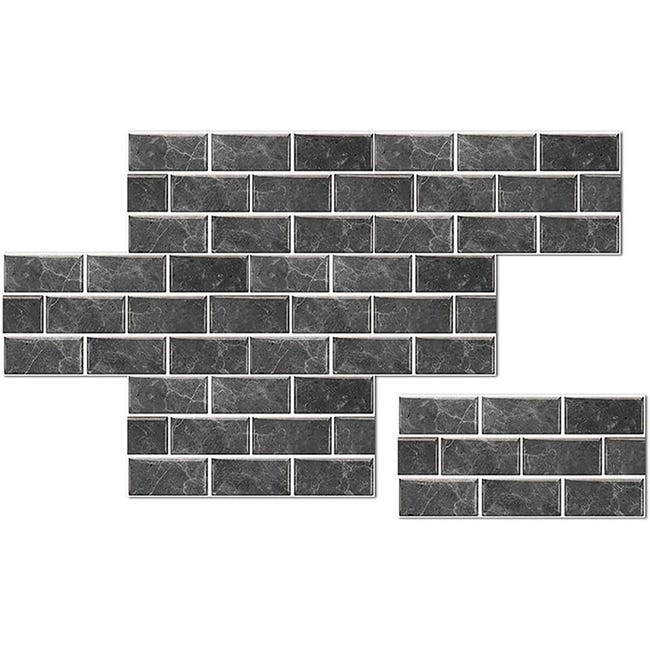 Panel Adhesivo Estilo Antiguo Piedra Negro - Lote de 6 Láminas ...