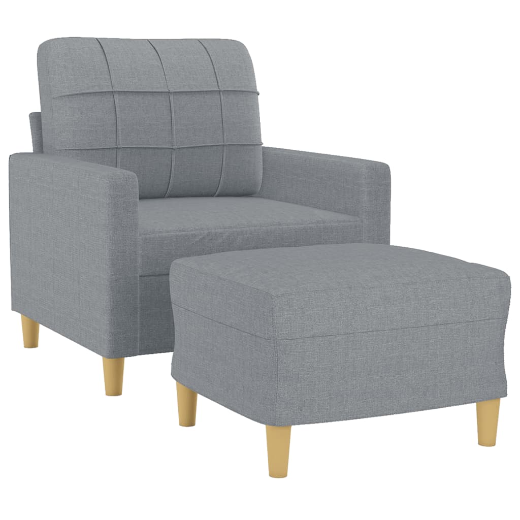 Fauteuil avec repose-pied Gris clair 60 cm Tissu - 3