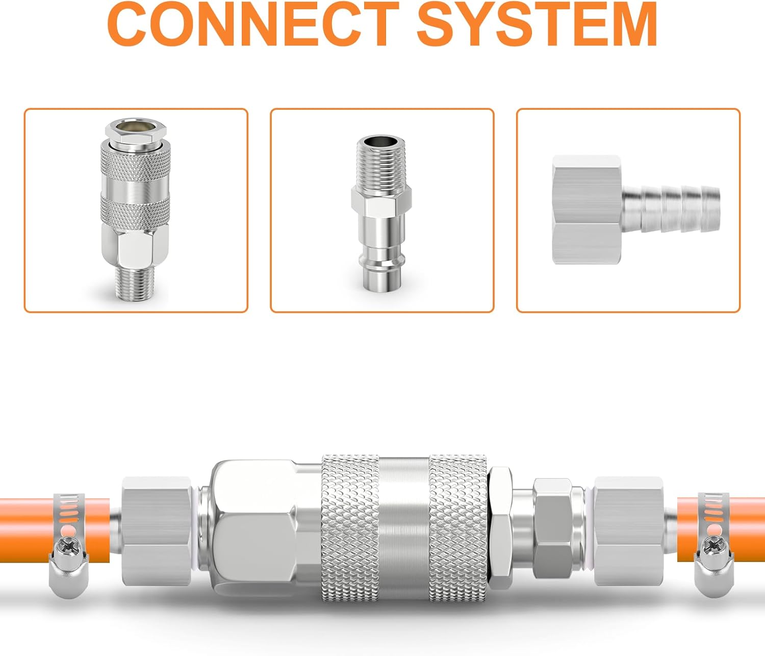 2 raccords pour conduite d'air de 6,35 mm (1/4 pouce), raccords pour compresseur d'air Euro à filetage mâle 6,35 mm (1/4 pouce), raccords rapides pour - 4