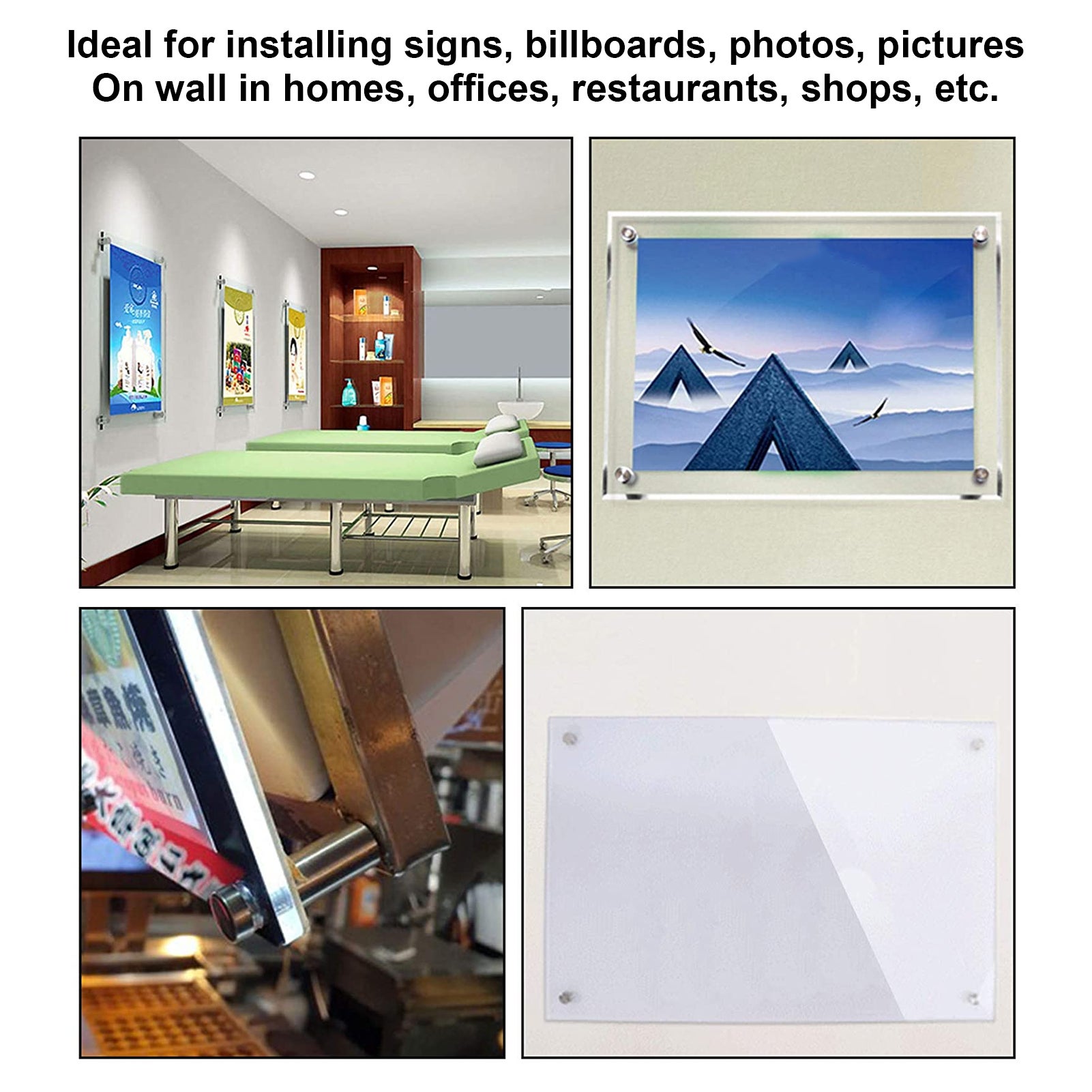 12 entretoises murales inox brossé 1/2″×1″, fixations pour panneaux acryliques - 7