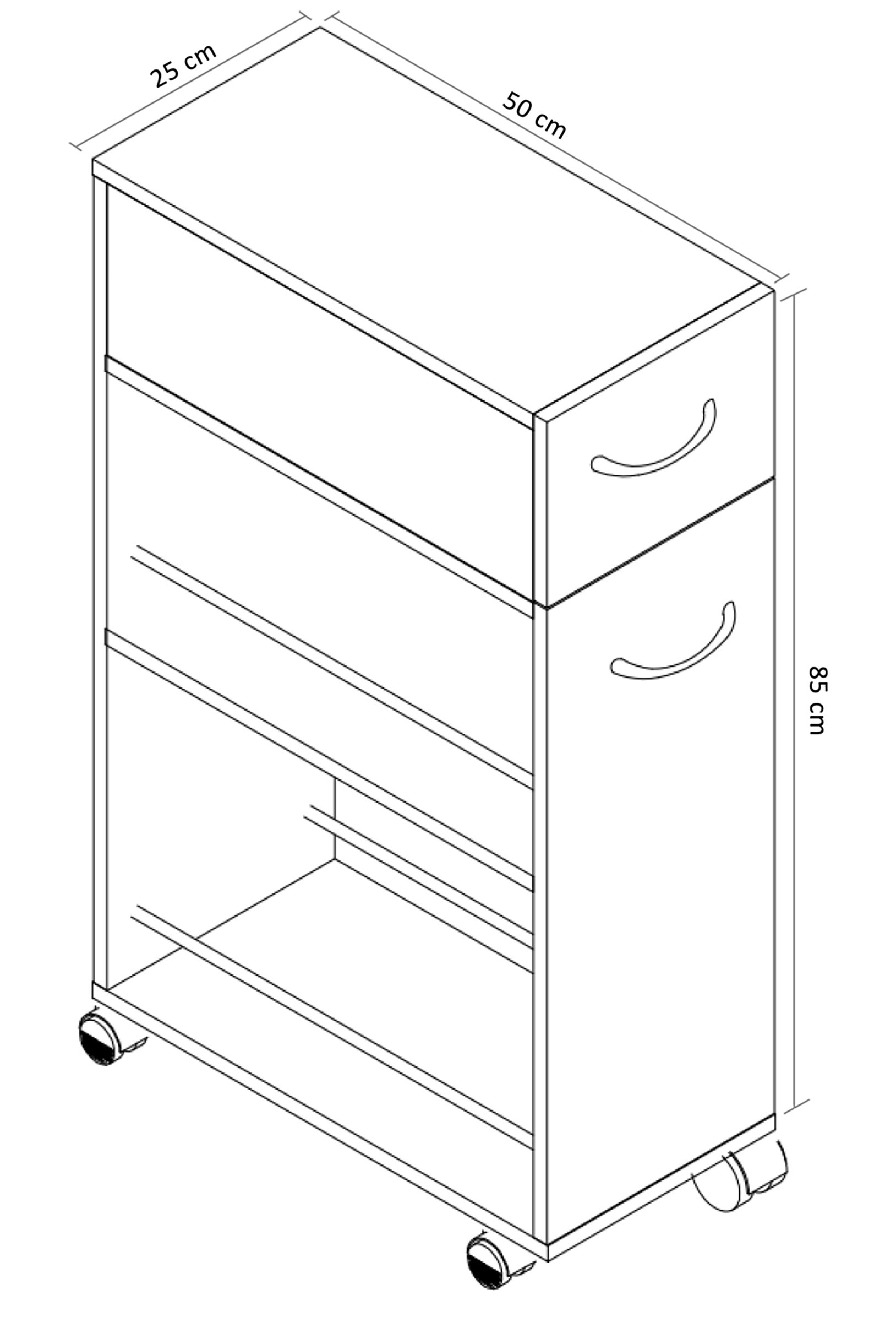 VCM Muebles de cocina que sirven carritos Tusal Blanco H. 85 x B. 25 x T. 50 cm - 6