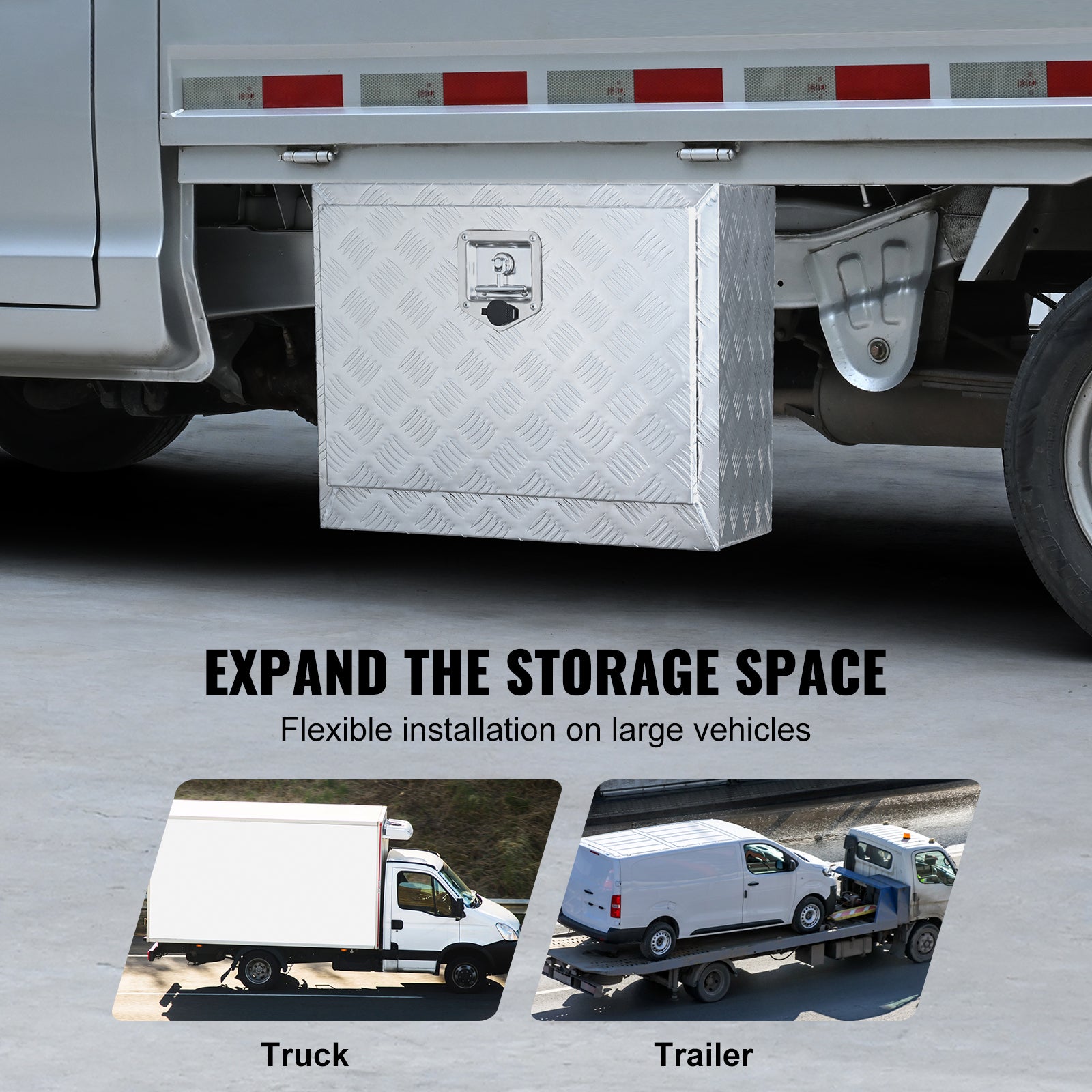 Coffre de camion sous le corps SucceBuy 61 x 35,6 x 40,6 cm,rangement d'outils en plaque diamantée en aluminium,boîte étanche avec serrure - 4