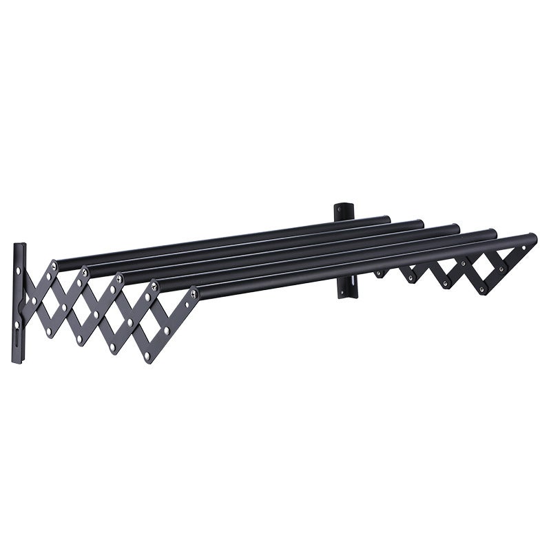 Składana suszarka ścienna, 5 drążków, stal nierdzewna, do pralni, balkonu, łazienki, 43 cm (czarna)