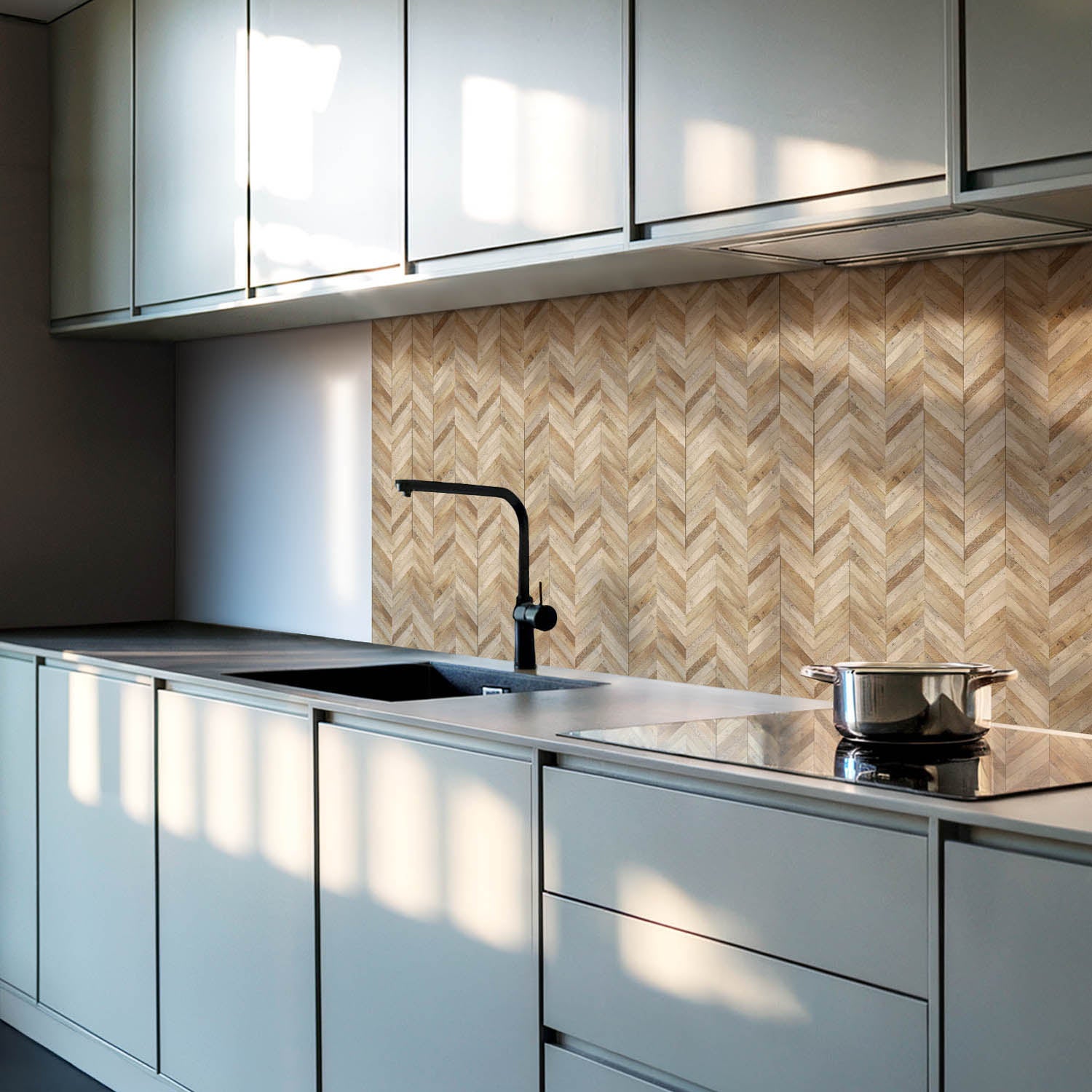 Dalles murales décoratives, Dalles PVC | 20x20x20 |Motif à chevrons en bois - 2