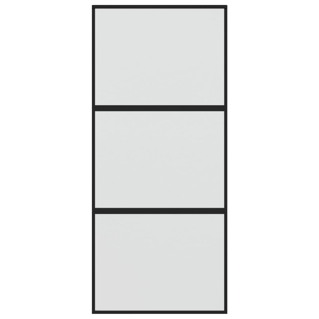 Puerta corredera | Puerta de la cocina vidrio templado y aluminio negra 90x205 cm CFW31216 - 4