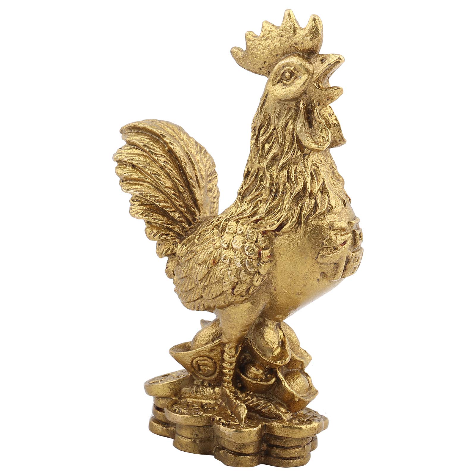 Figura de gallo, estatua de pollo feng shui de latón puro, adorno feng shui que significa buena suerte y riqueza