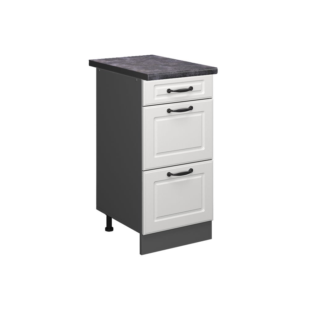Vicco Szafka dolna do kuchni R-Line, Biały domek wiejski, 40 cm z szufladami, BP Antracyt