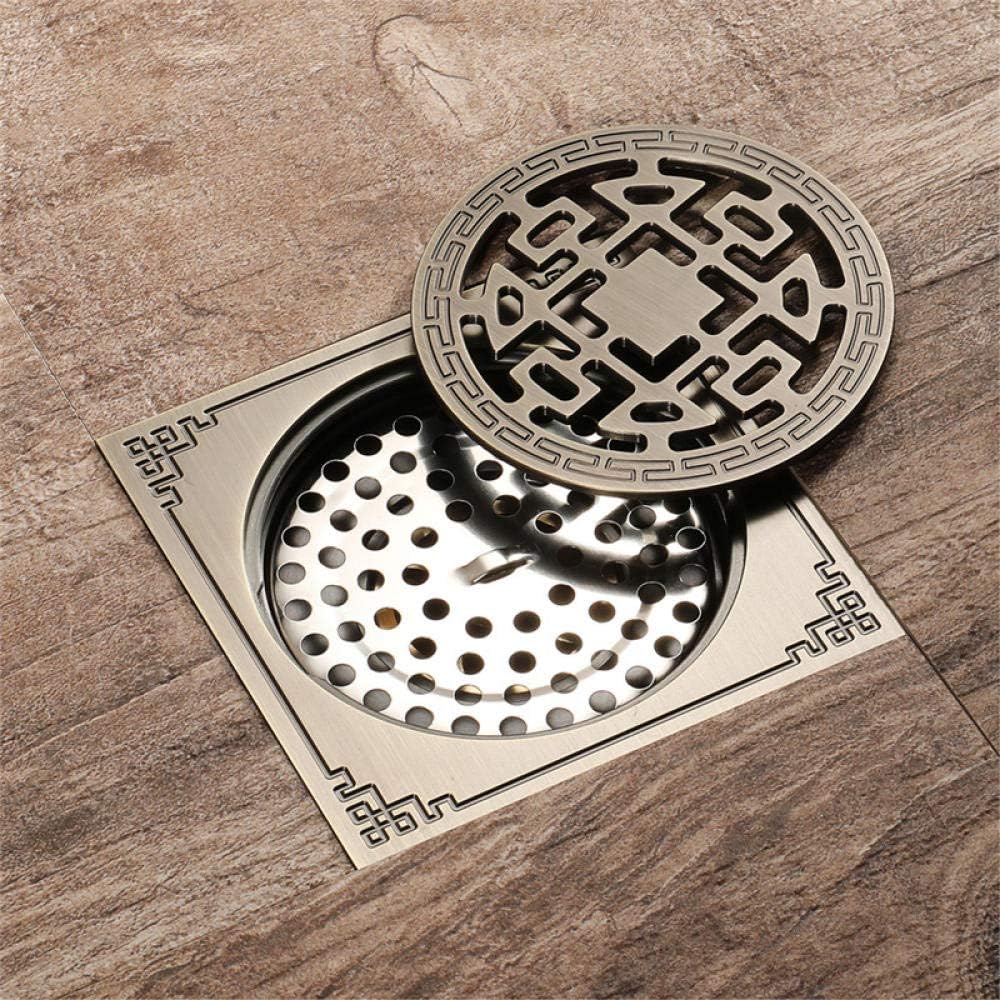 Klasyczny mosiężny odpływ podłogowy – odświeżacz powietrza do kuchni i łazienki, miedziana pokrywa – 100 mm x 100 mm - 3