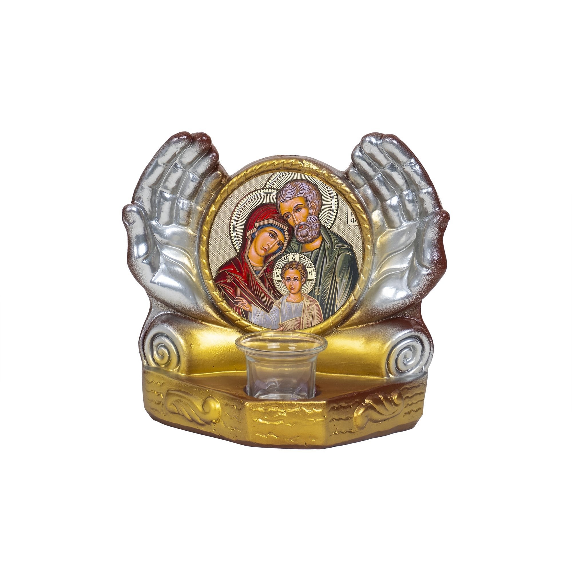 Candela cu doua maini din ipsos 22x10x19 cm / EXT 9913