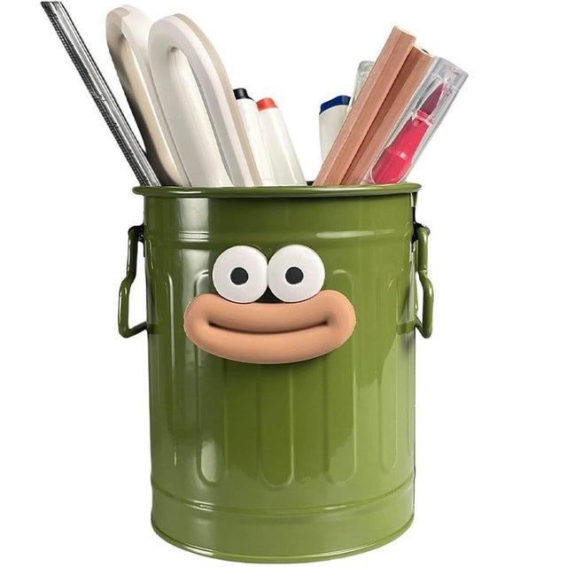 Mignonne coupe organisateur de bureau DIY pour stylos, brosses, brosses à dents, brosse à maquillage, Mini poubelle, bureau et maison (vert)
