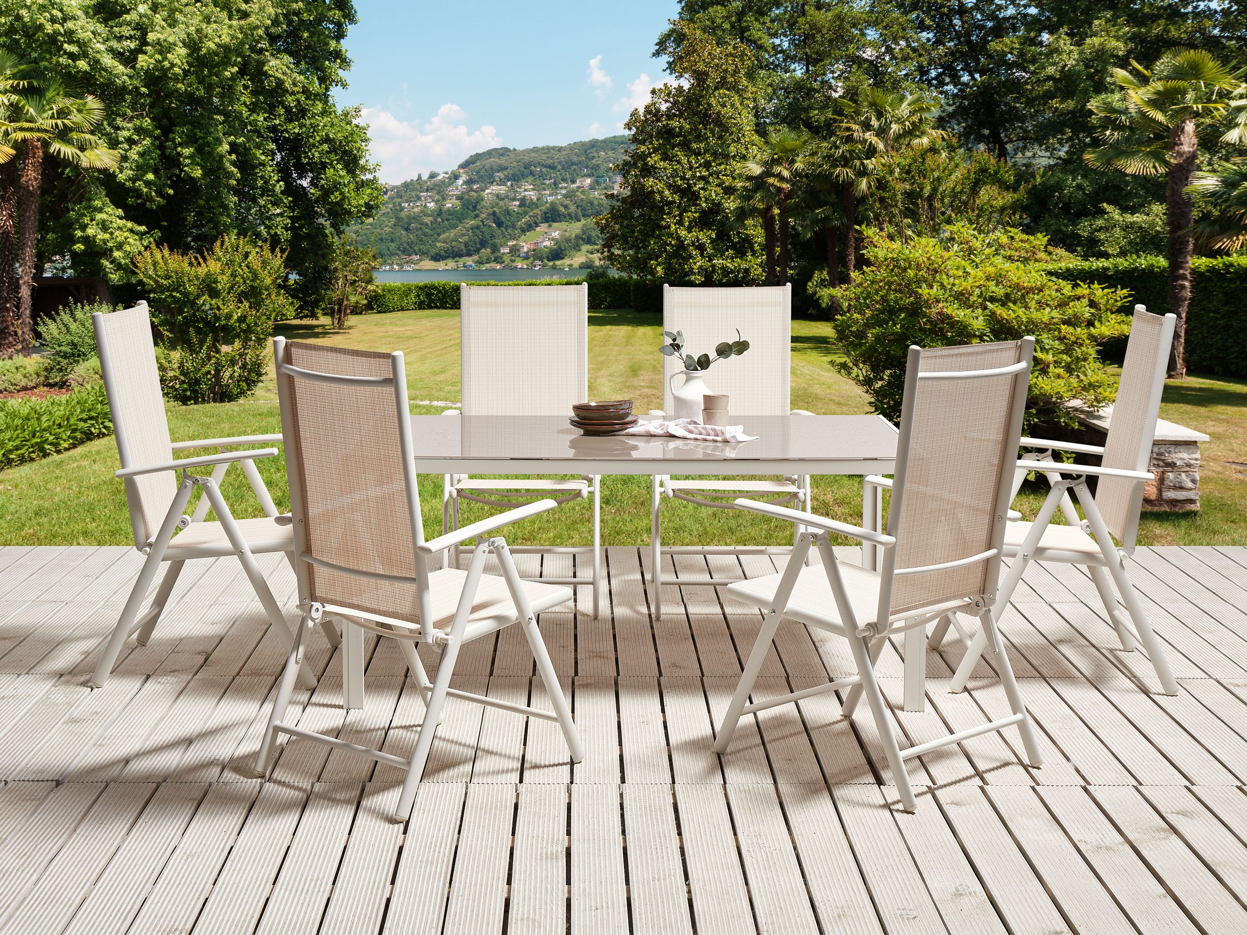 Beliani Conjunto de comedor exterior 6 plazas CATANIA Metal Beige - 2